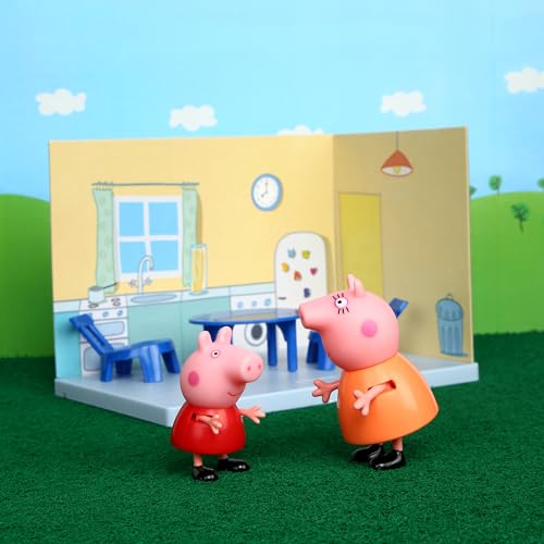 Image of Peppa Pig Kitchen Themed Preschool Toy with Mummy Pig, Includes 2 Poseable Figures, Accessories and Scene Cards Playset, Ages 3 Birthday Gift Toys for Kids,Playsets