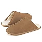 Mishansha Zapatillas Casa Hombre Invierno Calentitas Pantuflas Antideslizantes Cómodas Mullidas con Forro Suave Caqui EU 42