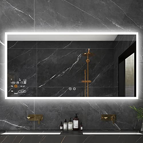 Evokor 48x24 Inch Led Smart Bathroom Mirror with Lights, Anti Fog Lighted Vanity Mirror with Weather...