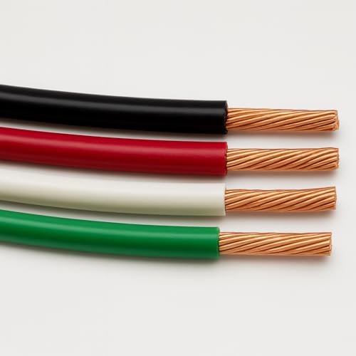 25 FT THHN Stranded Copper Wire 6 AWG Black Red White + 8 AWG Green Ground Color-Coded Electrical Wire for Residential & Commercial Projects