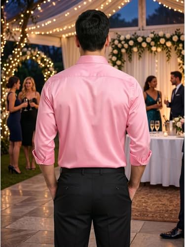 Image of DEELMO Combo of Men's Stylish Solid Satin Casual Shirt for Men Full Sleeves| Poly Satin Silk Shirt Pack of 2