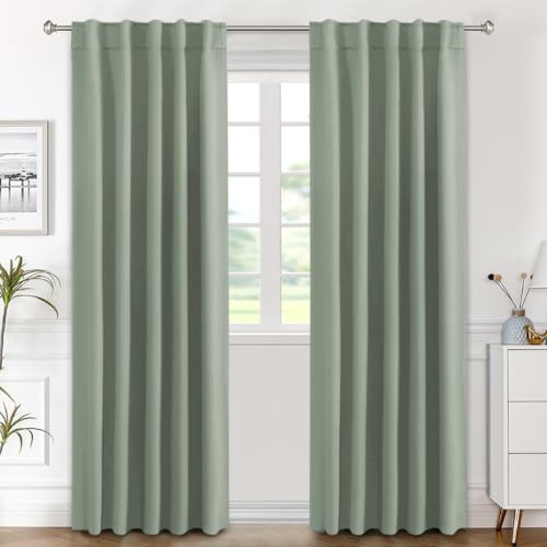 Image of H.VERSAILTEX Blackout Curtains Thermal Insulated Window Treatment Panels Room Darkening Blackout Drapes for Living Room Back Tab /Rod Pocket Bedroom Draperies (2 Panels, Cyan, 42 x 84 Inch)