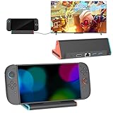 AriKroii Switch 2 Dock, Docking Station für Nintendo Switch 2, Tragbare TV Dock Kompatibel mit 1Gbps Ethernet/4K HDMI/PD 100W/2*USB 3.0Port, Ladestation Ständer Ersatz für Offizielle (Mit LAN Port)