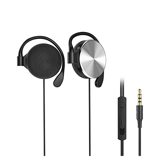 Clip-on Headphones, subwoofer Stereo Wired Headphones, Compatible with 3.5mm Interface Device, with Microphone(Silver)