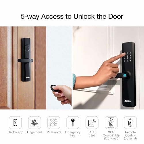 Image of Ozone Smart Door Lock Combo | Digital Door Lock with Video Doorphone | 5-in-1 Access | Unlock Through Video Doorphone | 2 Years Warranty by Ozone