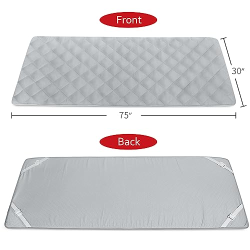 Cot Mattress Topper Pad Quilted, Foam Camping Cot Mattress Pad Non-Slip Super Soft Comfortable 75\"x30\", Cool Sleeping Pad for Camping Cot/Rv Bunk/Narrow Twin Beds, Grey - Thumbnail 3