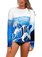 Rash guard women: Women's Long Sleeves Swim Tops is made with stretchy, quick drying, soft, skin-friendly fabric for all day comfort. Rash Guard Tops: Sun Protection, thumb holes, round neck, raglan sleeve, gradient Color design, shielding your skin ...