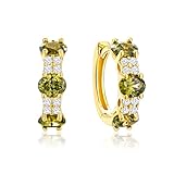 14K Yellow Gold Plated Small Hoop Earrings 925 Sterling Silver Hoops 14mm Chunky Small Peridot Hoop Earrings for Women