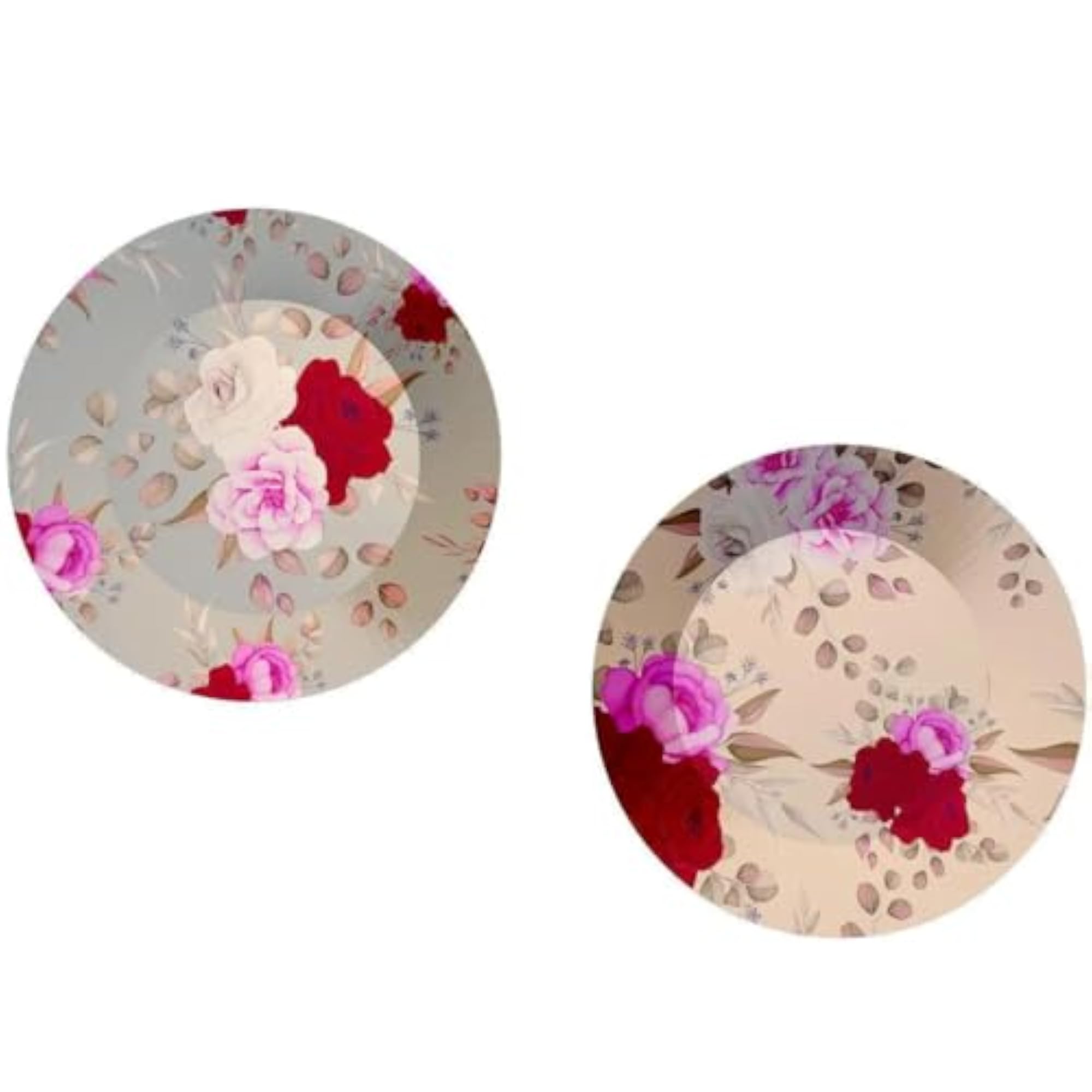 Rose Flower Ceramic Wall Plates Set of 2