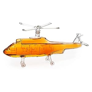 Helicopter Wine & Whiskey Decanter Black Hawk Chopper 8″ x 16″ The Wine Savant – Heli Gifts for Men – Glass Helicopter Figurine Gift , Bourbon and Scotch Decanter – Military Veteran Gifts – 750ml