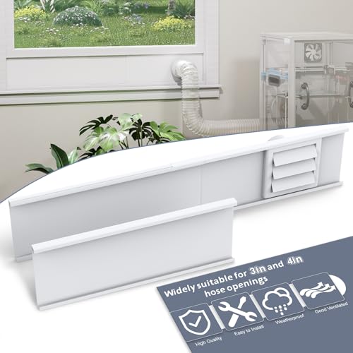 Flamorrow Window Vent Kit with Outdoor Vent Cover Fit for 3' and 4' Hose，Adjustable Window Vent Seal Panels for Exhaust Ventilation Duct of Laser Engraver/3D Printer Enclosure, Dryer, Grow Tent