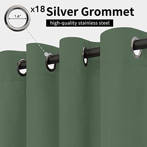 Image of Easy-Going Outdoor Curtains for Patio 1 Panel, 150x108 inch, Sage Green | Waterproof, Windproof, Weatherproof Privacy Outdoor Curtains for Cabanas Porches and Pergolas, Grommet Top and Tab Bottom