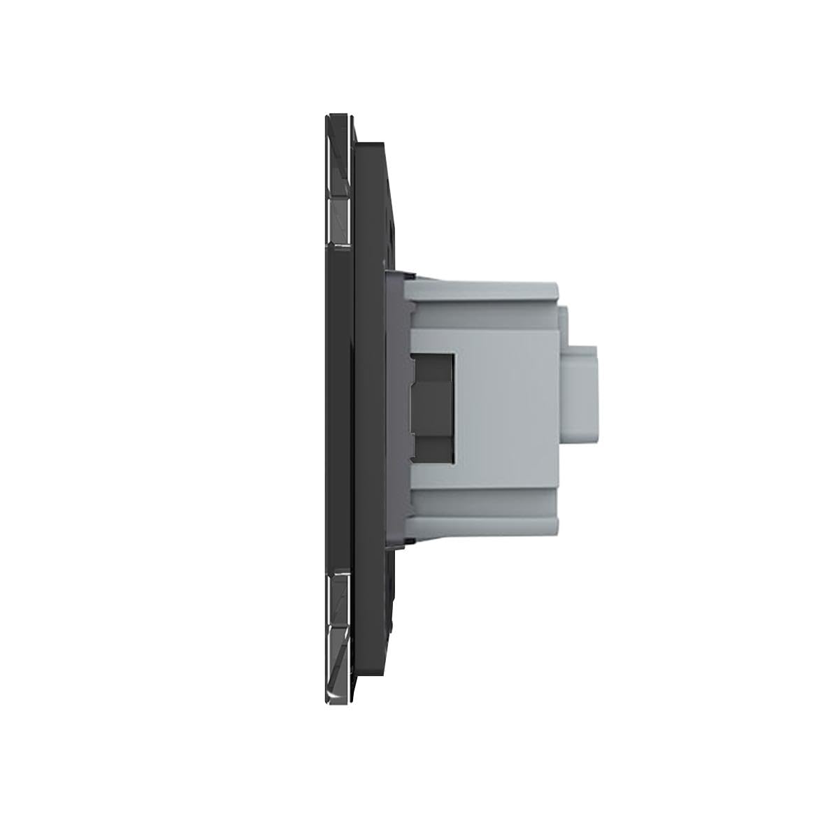 LIVOLO 2-fach Lichtschalter & Steckdose Touchschalter Komplettset mit Serienschalter Steckdose und Glasblende in Schwarz