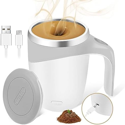 Maharsh Automatic Magnetic Stirring Coffee Mug, Rotating Home Office Travel Mixing Cup Suitable For Coffee, Milk, Cocoa And Other Beverages (Rechargable White), 380 ML