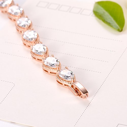 SELOVO Teardrop Rose Gold Tone Chain Tennis Bracelet for Women Lady4