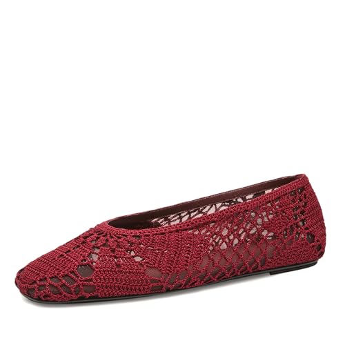 Mesh Ballet Flats for Women Crochet Detail Stylish Pointed Toe Comfortable and Breathable Shoes Cute and Elegant Design