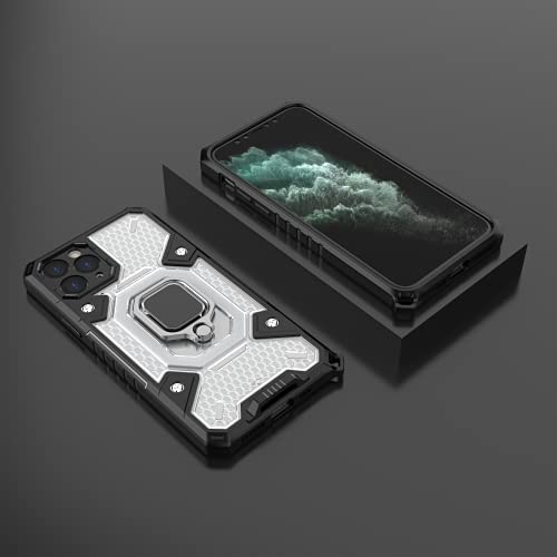Image of Tough Armor Bumper Back Case Cover for iPhone 11 Pro | Ring Holder & Kickstand in-Built | 360 Degree Protection Back Case Cover for iPhone 11 Pro (Transparent)