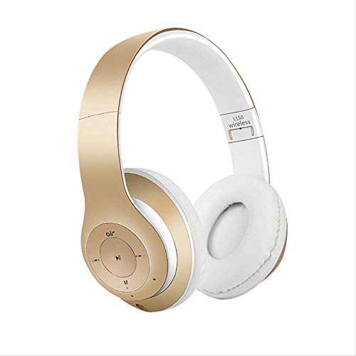 Casque sans fil Bluetooth rétractable doré pour course à pied et jeu PC