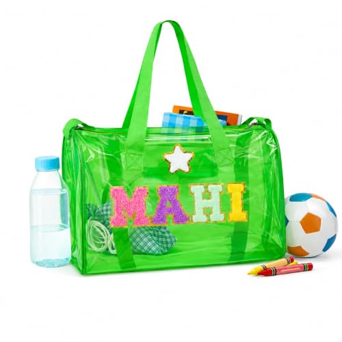 Image of AICA Personalized Name Embroidered Letters & Patch Duffle Bag for Kids Boys & Girls Age 1-18 Years Age Group (Green) | Gift for Boys Girls Kids