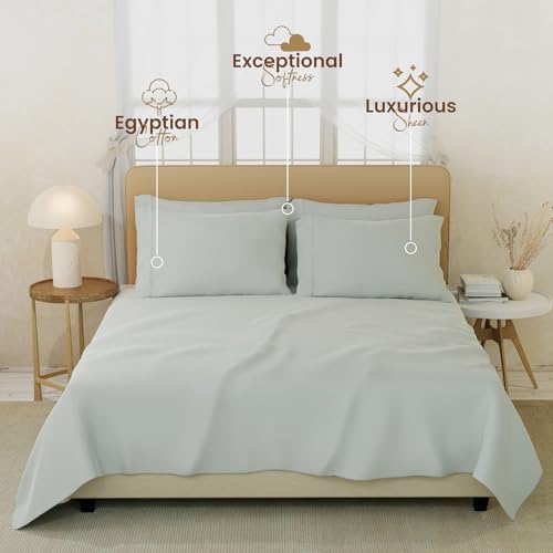 Image of BOUTIQUE LIVING Infinity 100% Egyptian Cotton 1000 TC Silver King with 4 Pillow Covers (Pearl Stitched)