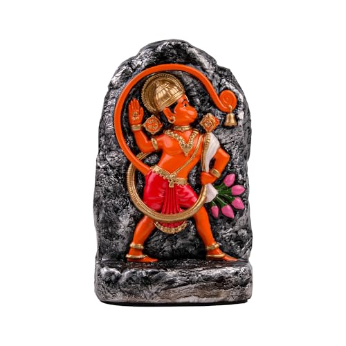 Image of Artarium Kesari Nandan Hanuman Idol for Home Temple (6 Inch), Resin Veer Hanuman Murti with Blessing Hand, Hindu God Statue for Pooja Room, Office Desk & Home Decor