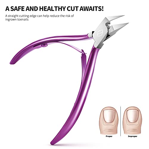 FERYES Toenail Clipper Straight Blade for Ingrown and Thick Nails - Stainless Steel and Sharp Pointed Tip Ingrown Nail Clipper – Wide Jaw Toe Nail Cutter Ingrown Tool
