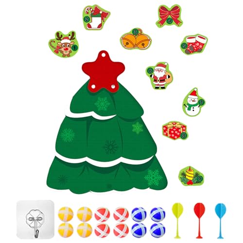 Juego de Dardos,Diana En Forma De Árbol De Navidad De 42 Centímetros - Juegos De De Navidad DIY Con Bolas Autoadhesivas | Para Interior Al Aire Libre Sala De Juegos Decoración Del Patio