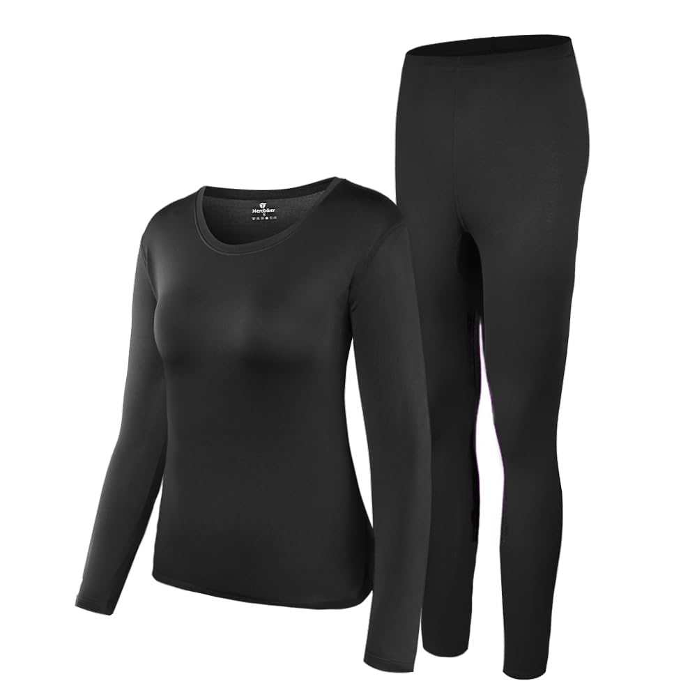 HEROBIKER Women's Ultra Soft Thermal Underwear Long Johns Set Base Layer Top & Bottom with Fleece Lined Winter