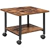 HOOBRO Support d’Imprimante, Chariot Mobile à 2 Niveaux avec roulettes, 48,5 x 40 x 36,5 cm, Style Industriel, Cadre en Métal, pour Bureau, Domicile, Copieur, Marron Rustique et Noir EBF02PS01