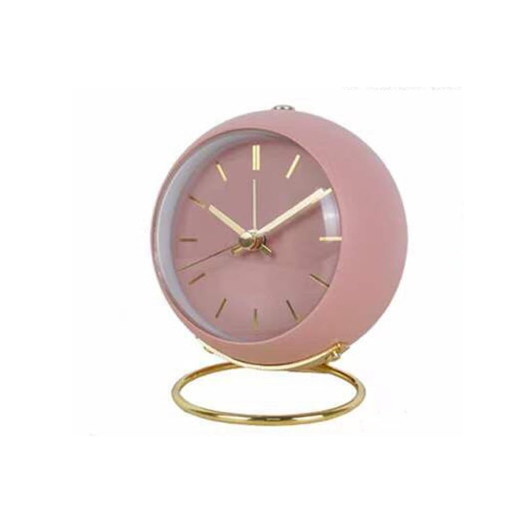 DKIUGL Small Alarm Clock With Night Light Household Metal Silent Quartz