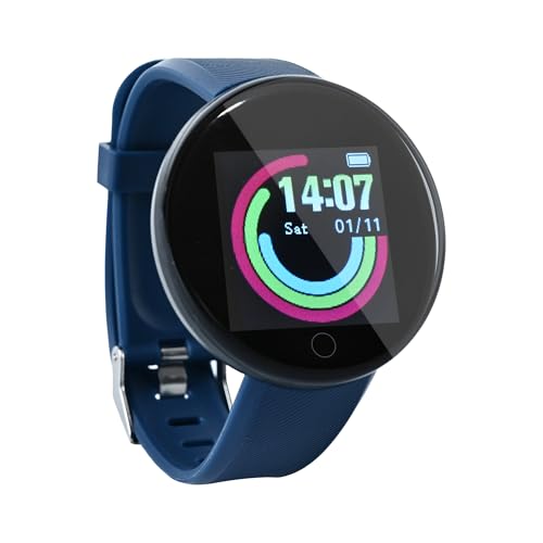 Image of Bouncefit M I D18 Round Fitness Band Smart Watch for Men, Women, Boys, Girls, Kids - Single Touch Interface, Water Resistant, Workout Modes, Quick Charge Sports Smartwatch - Blue (AA)