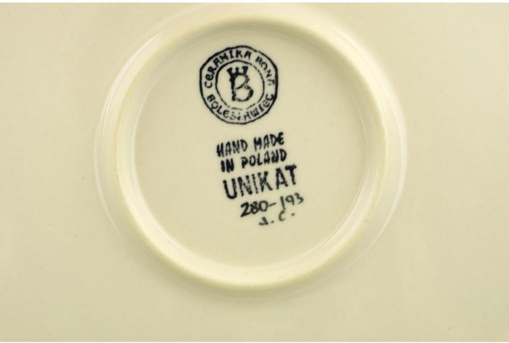 Polmedia Polish Pottery Serving Plate - Pansy Plenty Pattern Handmade in Boleslawiec Poland by Ceramika Bona + Certificate of Authenticity