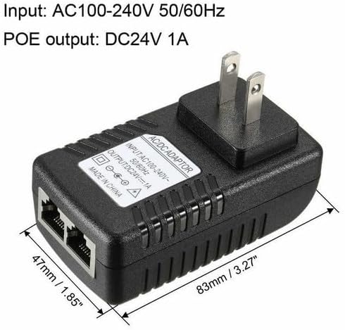 Inyector POE de 24 V y 1 A (2 unidades) con enchufe de pared integrado – Adaptador Ethernet para datos y energía para teléfonos IP, cámaras CCTV, pasarelas y terminales de red de 24 V miniatura 4
