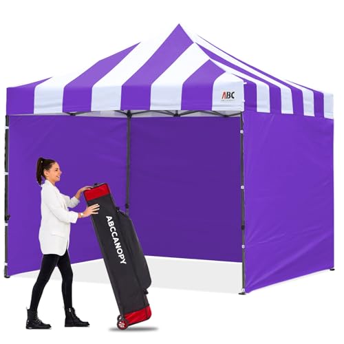 Image of ABCCANOPY Heavy Duty Easy Pop up Canopy Tent with Sidewalls 10x10,Strip Purple