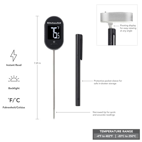KitchenAid KQ904 Digital Instant Read Kitchen and Food Thermometer, Temperature Range: -40F to 482F, Black - image 2