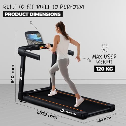 Image of Durafit91 Ace 4.5 HP Peak BLDC Motorized Treadmill |16 Km /Hr Max Speed | 120 Kg User Weight | Manual Foldable | Bluetooth Speaker | Wynd app | Home use