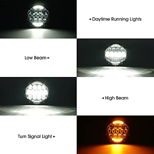 Xprite HL-JEEP-R7IN-75W-CR 105W Led Headlights With Hi/Lo Beam, Drl And Amber Turn Signal, 7 Inch Round Headlights Compatible With Jeep Wrangler Jk Tj Lj 1997-2018 thumb #1