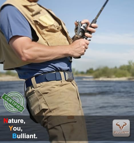 Image of BULLIANT 2-Pack Men Stretch Tactical Web Belt-Trimmable 1.5 inch-Adjustable Fit | Smooth Sliding | Adjustable for Precise Fit | Tailored Size | Rugged Nylon for Heavy Duty, hiking, Hunting