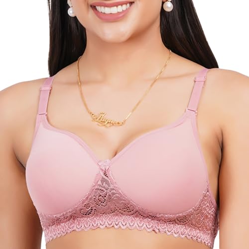 Image of Lace Padded Everyday Padded Bra for Women - Made of Pure Cotton Full Coverage Over Size Non Wired Pushup Soft Cup for T-Shirt Saree Dress Sports Garment for Daily Use Everyday