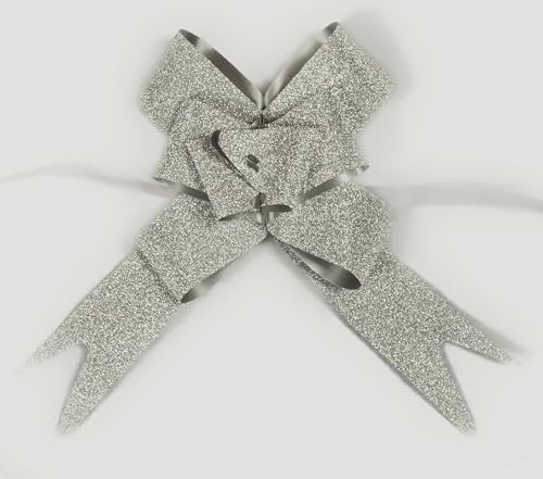 GMM Coccarde, Fiocchi, Nastri autotiranti, Decorazioni coccarde Natalizie, Addobbi Coccarde per ricorrenze /30 pz (Argento Brillante)
