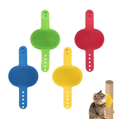 LiZEROGDAX 4pc Colorsful Self Groomer Cats, Wall Mounted Silicone Grooming，Face Scratchers Corner Massage Comb，Kitten Sofa Chair Leg Scratching Post Cover for Long Short Hair
