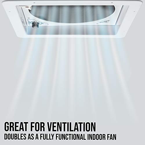 Hike Crew 14” RV Roof Vent Fan – 12V Motorhome Fan w/ 3 Speed Intake & Exhaust – Manual Crank Lift & Smoke Lid – Includes Screws & Garnish