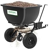 VELPAX 200LB Tow Behind Broadcast Spreader, Fertilizer Spreader Holds up to 550 lbs with 13' Pneumatic Tires and Adjustable Flow Control Lever,for Fertilizer, Grass Seed, Salt, Ice Melt, Lawn