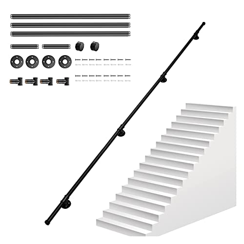 POLDOM Barandillas para escaleras 2M Barandillas para escaleras Interior Exterior Montaje en Pared Barra de Apoyo Barandilla Seguridad Antideslizante Pasamanos para escaleras Niños Mayores Barandilla Cover