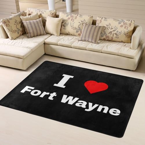 I Love Fort Wayne Area Rug 63x48in Rugs for Living Room