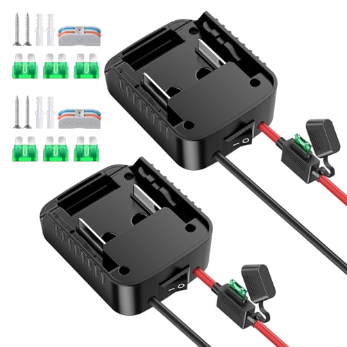 2 Packs for Power Wheel Adapter Compatible with Makita 18V Battery Adapter Converter Upgrade Kit with Fuse & Switch & Wire Terminals 12AWG Wire Battery Connector for DIY Ride On Truck and Rc Toys