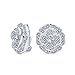 Élégante mariée Cubique Zircone Pave CZ 3D Fleur Rose Clip Sur Boucles d’oreilles pour femmes Mère Mariage Bal De Cérémonie Fête Formelle Oreilles Non Percées Plaquées Argent