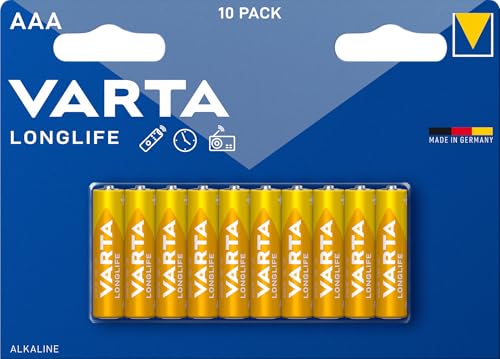 Varta 4103101461 Longlife Batteria Alcalina, Ministilo AAA LR03, Confezione da 10 Pile Confezione risparmio - il design può variare