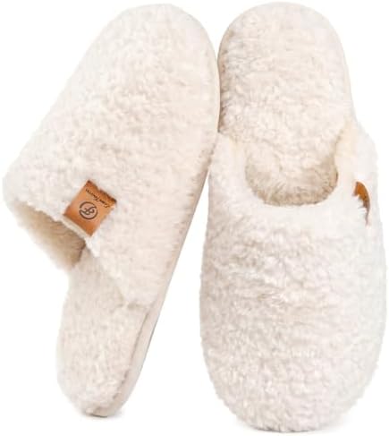 EverFoams Women's Fuzzy Slip-on Slippers Warm Cozy Soft Lightweig...