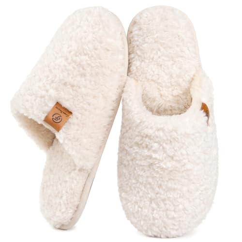 EverFoams Women's Fuzzy Slip-on Slippers Warm Cozy Soft Lightweight Memory Foam Indoor...